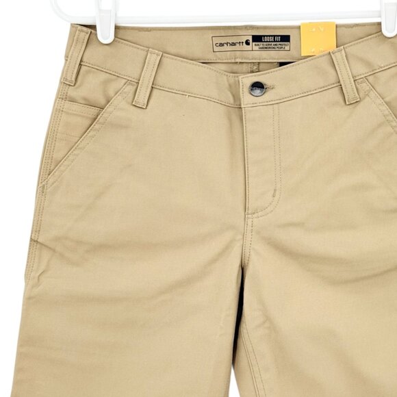NWT Carhartt Women's Rugged Flex Outdoor Tan Canvas Work Shorts Size 6 Inseam 10 - Picture 3 of 11